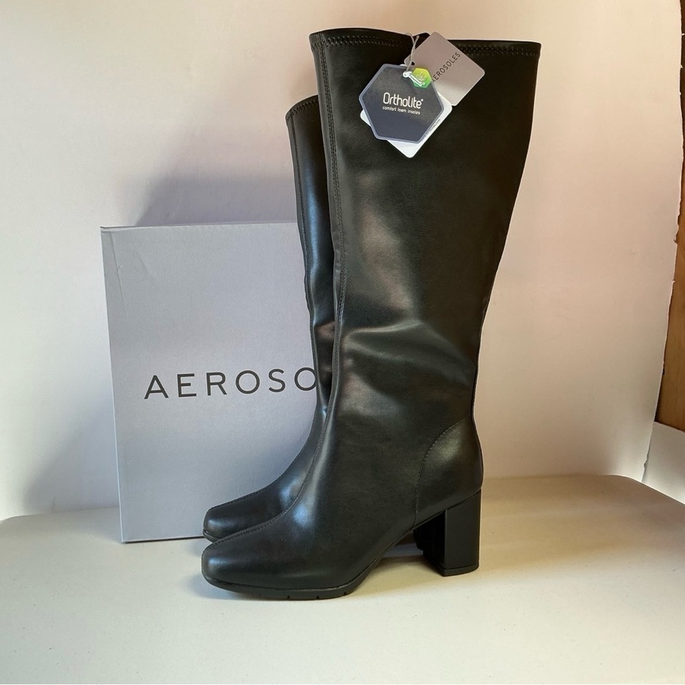 Aerosoles Black Knee-High Heeled Boots | Comfort Fit | Classic Style - Picture 6 of 6